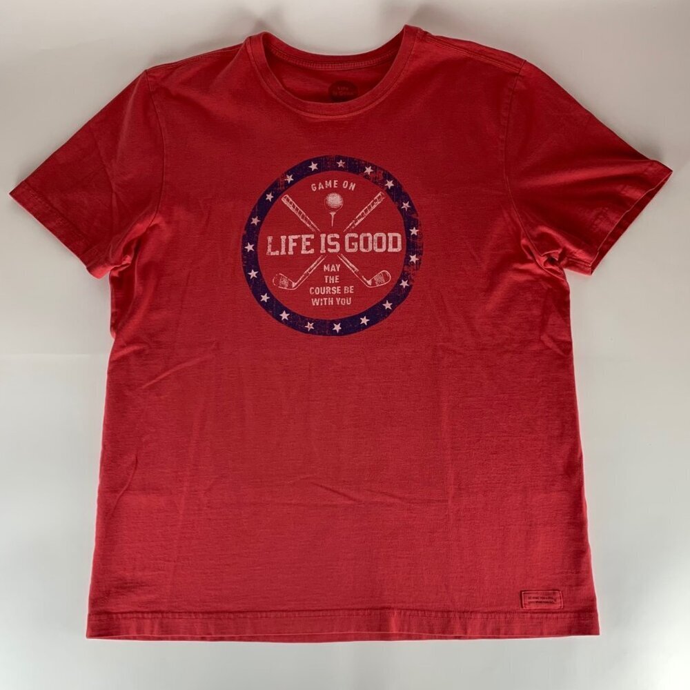 Life Is Good Red May The Course Be With You Crusher Tee Shirt Mens Large